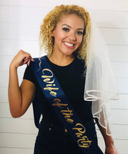 Load image into Gallery viewer, Wife of the Party 4" Satin Sash. Wedding Sash. Bride to be Sash. Bridal Shower Satin Sash. Bridal Shower Gift.
