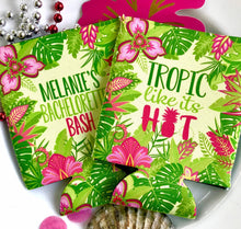 Load image into Gallery viewer, Bright Jungle Beverage Huggers. Tropical Party Favors. Custom Beach Birthday or Bachelorette Party Favors. Tropic like its Hot Party Favors!