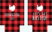 Load image into Gallery viewer, Friendsgiving Plaid Party Huggers. Thanksgiving Party Favors. Turkey Party Favors. Thanksgiving Wedding Shower Favors!