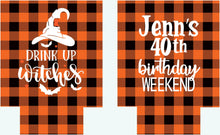 Load image into Gallery viewer, Halloween Party Favors. Personalized Halloween Coolies. Halloween Bachelorette Party. Halloween Wedding Shower Coolies!