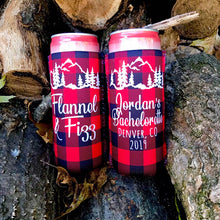 Load image into Gallery viewer, Plaid Slim party huggers. Skinny can party favors. Personalized Birthday or Bachelorette Party Favors. Slim Can Plaid bachelorette party!