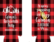 Load image into Gallery viewer, Plaid Slim party huggers. Skinny can Mountain Personalized Birthday or Bachelorette Party Favors. Slim Can Asheville bachelorette party!
