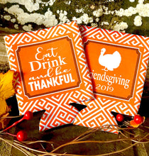Load image into Gallery viewer, Friendsgiving Greek Key Party Huggers. Thanksgiving Party Favors. Turkey Party Favors. Custom Friendsgiving Party Favors!