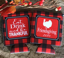 Load image into Gallery viewer, Friendsgiving Plaid Party Huggers. Thanksgiving Party Favors. Turkey Party. Thanksgiving Plaid party favors! Friendsgiving Party!