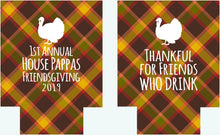 Load image into Gallery viewer, Friendsgiving Plaid Party Huggers. Thanksgiving Party Favors. Slim Friendsgiving Party Favors. Slim Can Thanksgiving Wedding Shower!