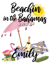 Load image into Gallery viewer, Palm and Flamingo Tote bag. Beach Bachelorette or Girls Weekend Tote Bag. Beach Wedding Welcome Bag. Girls Weekend Beach Bag! Miami, Cabo!