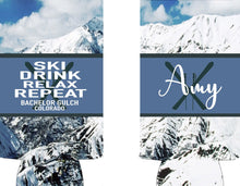 Load image into Gallery viewer, Ski Trip Huggers. Personalized Ski Family Vacation Favors. Custom Bachelorette Ski coolers. Bachelor Party Ski Weekend favors