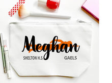 Load image into Gallery viewer, Swim Make Up bag. Custom Swimmer bag. Personalized Swim Team Bag. Swim Mom Gift! Great Swim Team Coach Gift. Swim Gift.Girls Swim Bag.