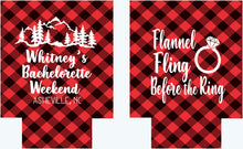 Load image into Gallery viewer, Plaid Mountain Party Huggers. Plaid Bachelorette or Birthday Party Favors. Asheville Bachelorette Party Favors! Red Plaid Birthday too!