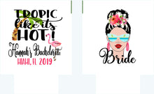 Load image into Gallery viewer, Tropic Beach Girl Party Huggers. Tropical Birthday or Bachelorette Party Favors. Girl's Weekend Family Vacation Beach Favors.