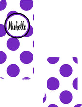 Load image into Gallery viewer, Polka Dot Cell Phone Stand. Name or Monogram! Cell phones, Iphone dock for Desk, Nightstands, Kitchen Counters!