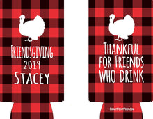 Load image into Gallery viewer, Friendsgiving Plaid Party Huggers. Thanksgiving Party Favors. Turkey Party Favors. Thanksgiving Wedding Shower Favors!