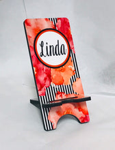 Load image into Gallery viewer, Floral Cell Phone Stand. Personalized Cell Phone Stand, Custom phone stand, iphone stand, Personalized cell phone holder, Teacher Gift!