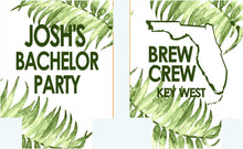 Load image into Gallery viewer, Palm Leaves Mile 0 Key West Party Huggers. Tropical Wedding or Bachelorette Party Favors. Key West Girl's Weekend or Family Vacation .