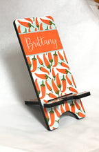 Load image into Gallery viewer, Fiesta theme Phone Stand. Custom Cell Phone Stand, Fiesta Gift. Personalized Phone dock. Gift for teacher, mom, sister! gift for a chef!