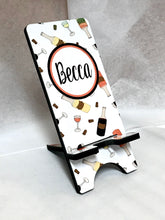 Load image into Gallery viewer, Wine Cell Phone Stand. Wine Phone Stand, Wine Lover Gift! Personalized Wine Gift. Custom Wine gift. Wine themed gift. Gift for mom