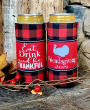 Load image into Gallery viewer, Friendsgiving Plaid Party Huggers. Thanksgiving Party Favors. Turkey Party. Thanksgiving Plaid party favors! Friendsgiving Party!