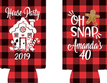 Load image into Gallery viewer, Oh Snap! Christmas Party Huggers. Slim Can Friendsmas Party. Personalized Bachelorette Party favors. Christmas Party! Plaid Party favors.