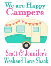 Load image into Gallery viewer, Happy Camper Tote bag. Bachelorette or Girls Weekend Totes! Mountain Girl's weekend Party Favor Bag. Glamping Party Totes.