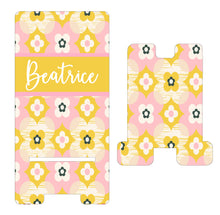 Load image into Gallery viewer, Retro floral Cell Phone Stand. Custom Phone Stand, floral phone stand, Gift for teacher, iphone holder, cell phone holder, charging stand