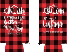 Load image into Gallery viewer, Plaid Slim party huggers. Skinny can party favors. Personalized Birthday or Bachelorette Party Favors. Slim Can Plaid bachelorette party!