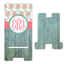 Load image into Gallery viewer, Floral Wood Cell Phone Stand. Custom Phone Stand, floral phone stand, Gift for teacher, iphone holder, cell phone holder, charging stand