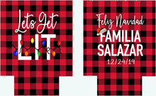 Load image into Gallery viewer, Plaid Christmas Party Huggers. Lets Get Lit Christmas Family Party Favors. Christmas Bachelorette Favors. Christmas Wedding Shower!