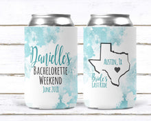 Load image into Gallery viewer, Blue Marbleized Party Huggers. Birthday or Bachelorette Huggers. Personalized Birthday Party Favors. Custom Bachelorette Party Favors!