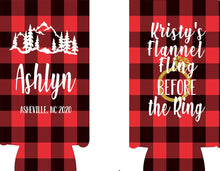 Load image into Gallery viewer, Plaid Slim party huggers. Skinny can Mountain Personalized Birthday or Bachelorette Party Favors. Slim Can Asheville bachelorette party!