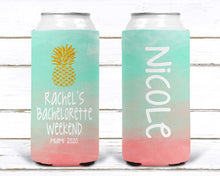 Load image into Gallery viewer, Ombre Slim party huggers. Skinny can party favors. Personalized Birthday or Bachelorette Party Favors. Slim Can Ombre Wedding party favor!