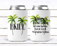 Load image into Gallery viewer, Palm Leaves Party Huggers. Tropical Wedding or Palm Springs Bachelorette Party Favors. Girl's Weekend or Family Vacation Beach Favors.