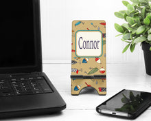 Load image into Gallery viewer, Fishing lures Cell Phone Stand. Fish Cell Phone Stand, Fishing iPhone dock. Fisherman Gift. Great gift for dad!  Fishing party favors!