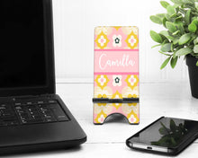 Load image into Gallery viewer, Retro floral Cell Phone Stand. Custom Phone Stand, floral phone stand, Gift for teacher, iphone holder, cell phone holder, charging stand