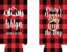 Load image into Gallery viewer, Plaid Slim party huggers. Skinny can Mountain Personalized Birthday or Bachelorette Party Favors. Slim Can Asheville bachelorette party!