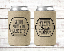 Load image into Gallery viewer, Burlap party favors. Guy's 21 30 40 50 Birthday Party! Burlap Bachelor Party Gifts. Nashville, Austin, Charleston Party Favors. NOLA!
