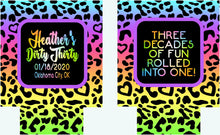 Load image into Gallery viewer, 80's Theme Party Huggers. Neon 80's Birthday or Bachelorette Huggers. Retro Birthday Coolies. Leopard Print favors! Dirty 30 party!