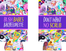 Load image into Gallery viewer, 90's Theme Party Huggers. SKINNY CAN 90's Birthday or Bachelorette Huggers. Retro Birthday Favors. 90's Prom Party favors!