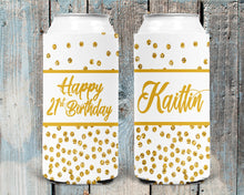 Load image into Gallery viewer, White "Glitter" Party Huggers. Slim Can Party. Personalized Bachelorette Party favors. Birthday Party Favors! White and Gold favors.