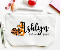 Load image into Gallery viewer, Cheer Personalized Make Up bag. Custom Cheerleading bag. Personalized Cheer Make up Bag. Personalized Cheer Team Gift! Cheerleading Gift.