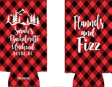 Load image into Gallery viewer, Plaid Mountain Party Huggers. Plaid Bachelorette or Birthday Party Favors. Asheville Bachelorette Party Favors! Red Plaid Birthday too!