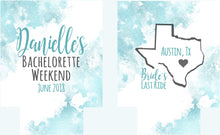 Load image into Gallery viewer, Blue Marbleized Party Huggers. Birthday or Bachelorette Huggers. Personalized Birthday Party Favors. Custom Bachelorette Party Favors!