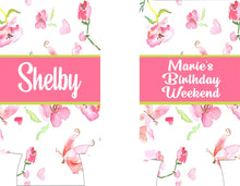 Load image into Gallery viewer, Floral Slim party huggers. Skinny can Bridesmaid gifts. Personalized Birthday or Bachelorette Party Favors. Slim Can Floral party favor!