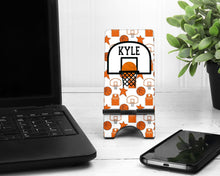 Load image into Gallery viewer, Basketball Cell Phone Stand. Basketball Gift! Personalized Basketball Gift. Basketball team gift! Basketball Coach's Gift.