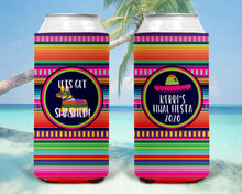 Load image into Gallery viewer, Fiesta Slim Party Huggers. Mexican Party Favors. Slim Can Fiesta Birthday Party Favors! Bachelorette Fiesta Favors! Slim Can Bachelorette!
