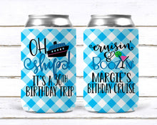 Load image into Gallery viewer, Gingham Cruise Huggers. Personalized Cruise Bachelorette or Birthday. Cruise vacation favors! Cruisin' and boozin'! Cruise party favors!