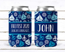 Load image into Gallery viewer, Sailboat Beverage Insulators. Nautical Party Favors. Nautical Bachelorette or Bachelor Party Favors. Personalized Boating Huggers!