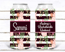 Load image into Gallery viewer, Floral Slim party huggers. Skinny can party favors. Custom Birthday or Bachelorette Party Favors. Charleston and Savannah Bachelorette!