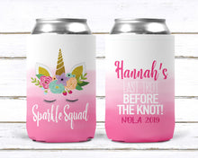 Load image into Gallery viewer, Unicorn Beverage Huggers. Unicorn Party gifts. Unicorn Birthday or Bachelorette Party Favors. Unicorn Birthday Party Favors!
