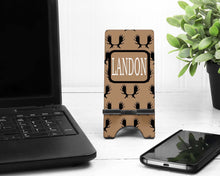 Load image into Gallery viewer, Moose Phone Stand. Personalized Moose Cell Stand, Great teacher gift! Husband, son, brother gift! Gift for hunters too! Groomsman gifts!