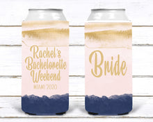 Load image into Gallery viewer, Ombre Slim party huggers. Skinny can party favors. Personalized Birthday or Bachelorette Party Favors. Slim Can Ombre Wedding party favor!